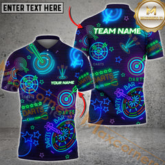 Maxcorners Neon Dart Bar Multicolor Customized Name, Team Name 3D Shirts