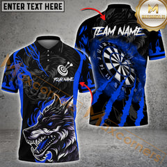 Maxcorners Darts Wolf Flame Multicolor Customized Name, Team Name 3D Shirts