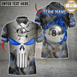 Maxcorners Billiards Skull Metal 8-Ball Fire Multicolor Customized Name, Team Name 3D Shirt