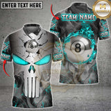 Maxcorners Billiards Skull Metal 8-Ball Fire Multicolor Customized Name, Team Name 3D Shirt