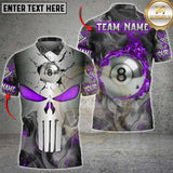 Maxcorners Billiards Skull Metal 8-Ball Fire Multicolor Customized Name, Team Name 3D Shirt
