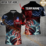 Maxcorners Bowling Smoke American Personalized Name, Team Name 3D Shirt