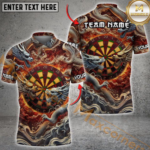 Maxcorners Darts Imperial Dragon Personalized Name, Team Name 3D Shirt