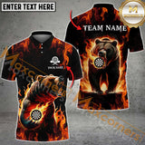 Maxcorners Darts Dartboard Flame Bear Customized Name, Team Name 3D Polo Shirt