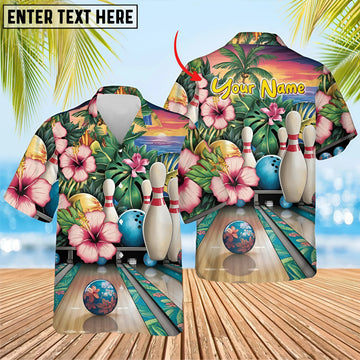 Maxcorners Bowling Beach Bowl Bash Customized Name 3D Hawaiian Shirt