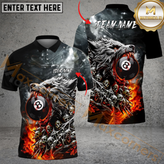 Maxcorners Ball 8 Wolf Billiard Jersey Multicolor Options Personalized Name, Team Name 3D Polo Shirt