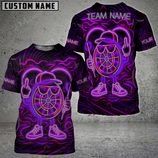 Maxcorners Darts Neon Dartboard Champion Multicolor Customized Name, Team Name 3D Shirts