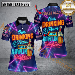 Maxcorners Bowling Drinking Team Bowling Problem With Neon Style Personalized Name 3D Unisex Shirt