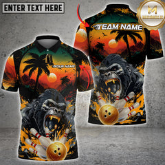 Maxcorners Bowling Gorilla Strike Multicolor Customized Name, Team Name 3D Shirts