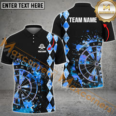 Maxcorners Dart Grunge Multicolor Option Customized Name, Team Name 3D Polo Shirt