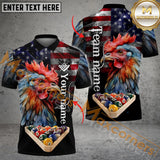 Maxcorners Ball 8 Rack American Rooster Billiard Jersey Customized Name, Team Name 3D Polo Shirt