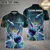 Maxcorners Bowling Flash Pin Neon Multicolor Option Customized Name, Team Name 3D Polo Shirt