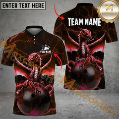 Maxcorners Dragon Ball Bowling Jersey Multicolor Option Customized Name, Team Name 3D Polo Shirt