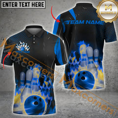 Maxcorners Flaming Bowling Jersey Multicolor Option Customized Name, Team Name 3D Polo Shirt