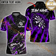 Maxcorners Darts Wolf Flame Multicolor Customized Name, Team Name 3D Shirts