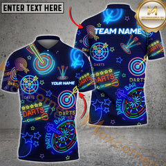 Maxcorners Neon Dart Bar Multicolor Customized Name, Team Name 3D Shirts