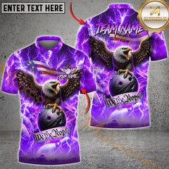 Maxcorners Bowling Freedom Flight Eagle US Flag Multicolor Option Customized Name, Team Name 3D Polo Shirt
