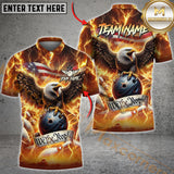 Maxcorners Bowling Freedom Flight Eagle Multicolor Option Customized Name, Team Name 3D Polo Shirt