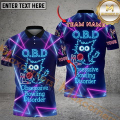 Maxcorners Bowling Neon O.B.D - Obsessive Bowling Disorder Personalized Name 3D Unisex Shirt