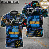 Maxcorners Bowling Eat Sleep Bowl Repeat Neon Style Multicolor Customized Name, Team Name 3D Shirts