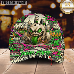Maxcorners Bowling Mad Bowl Graffiti Style Multicolor Personalized Name 3D Cap