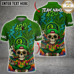 Maxcorners Billiard  420 8 - Ball Funny SKull Personalized Name 3D Unisex Shirt