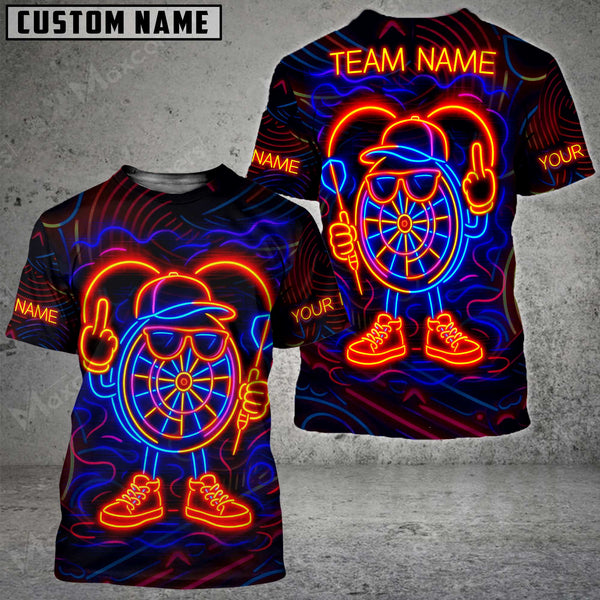 Maxcorners Darts Neon Dartboard Champion Multicolor Customized Name, Team Name 3D Shirts