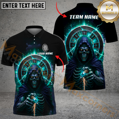 Maxcorners Magic Skull Reaper Darts Jersey Multicolor Option Customized Name, Team Name 3D Polo Shirt