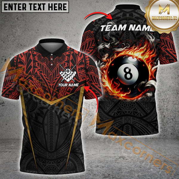 Maxcorners Billiard Inferno 8 Ball Multicolor Customized Name, Team Name 3D Shirts