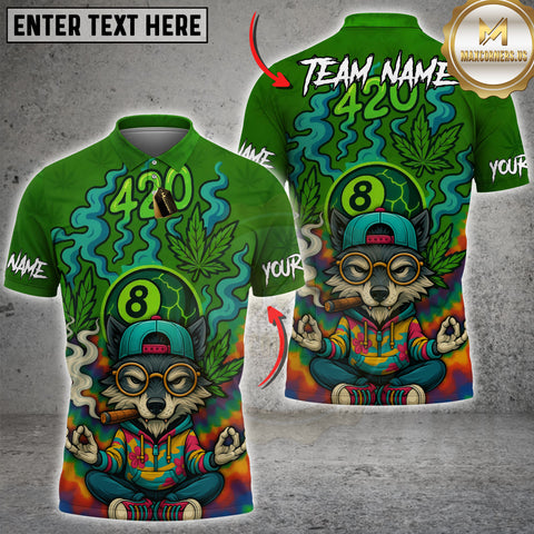 Maxcorners Billiard 420 8 - Ball Funny Wolf Personalized Name 3D Unisex Shirt