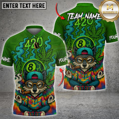 Maxcorners Billiard 420 8 - Ball Funny Wolf Personalized Name 3D Unisex Shirt