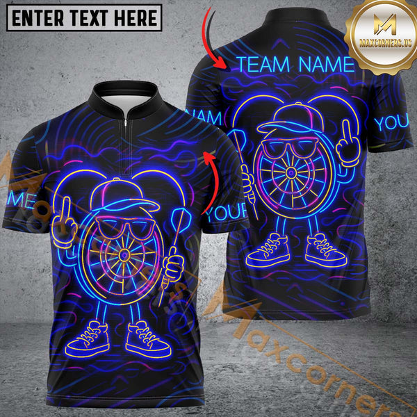 Maxcorners Darts Neon Dartboard Champion Multicolor Customized Name, Team Name 3D Shirts