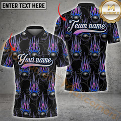 Maxcorners Bowling Ball Flame Multicolor Options Personalized Name, Team Name 3D Shirt