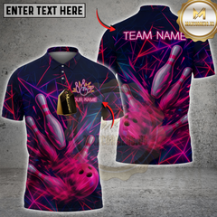 Maxcorners Neon Strike Bowling Multicolor Customized Name, Team Name 3D Shirts