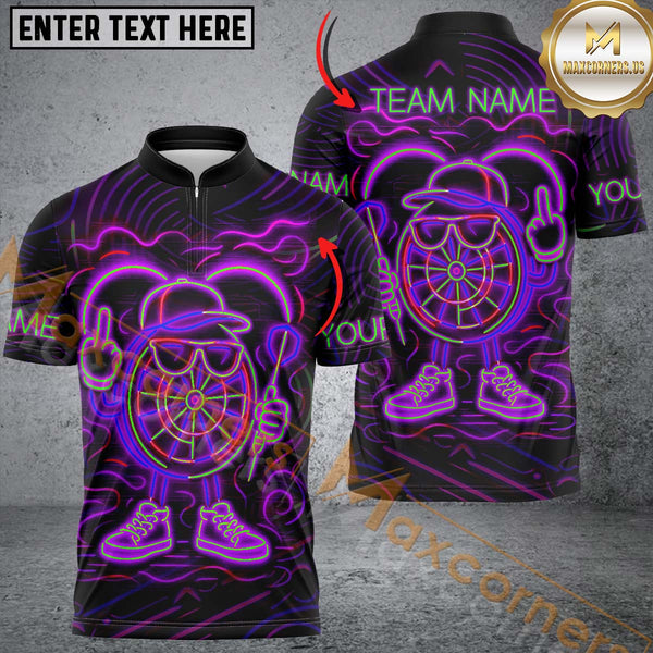 Maxcorners Darts Neon Dartboard Champion Multicolor Customized Name, Team Name 3D Shirts
