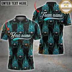 Maxcorners Bowling Ball Flame Multicolor Options Personalized Name, Team Name 3D Shirt