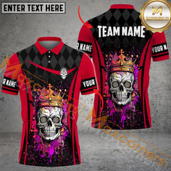 Maxcorners Skull King Of Darts Multilcolor Option Customized Name, Team Name 3D Polo Shirt
