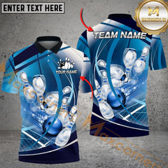 Maxcorners Bowling Dynamic Motion Theme Multicolor Customized Name, Team Name 3D Shirts