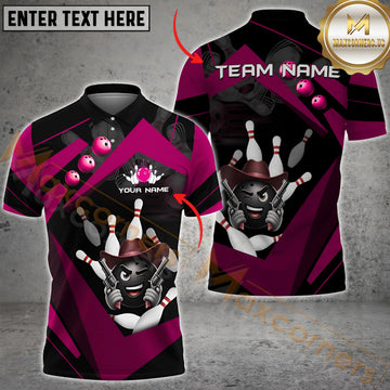 Maxcorners Bowling Funny Ball Cowboy Multicolor Options Personalized Name, Team Name 3D Shirt
