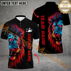 Maxcorners Lion Bowling Jersey Multicolor Option Customized Name, Team Name 3D Polo Shirt
