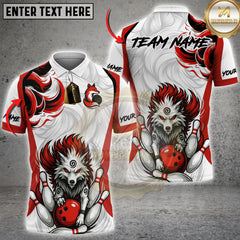 Maxcorners Bowling Wolf Fury Multicolor Customized Name, Team Name 3D Shirts