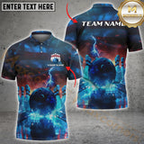 Maxcorners Bowling Lightning American Flag Customized Name, Team Name 3D Shirt