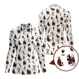 Maxcorners Wine Golf Pattern Polo for Women, Ladies Golf Shirts, Gofl Gift For Golfers