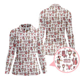 Maxcorners Let’s Go Girls Golf Pattern Shirt, Western Cowgirl Golf Polos For Golfers, Funny Golf Shirts For Women's