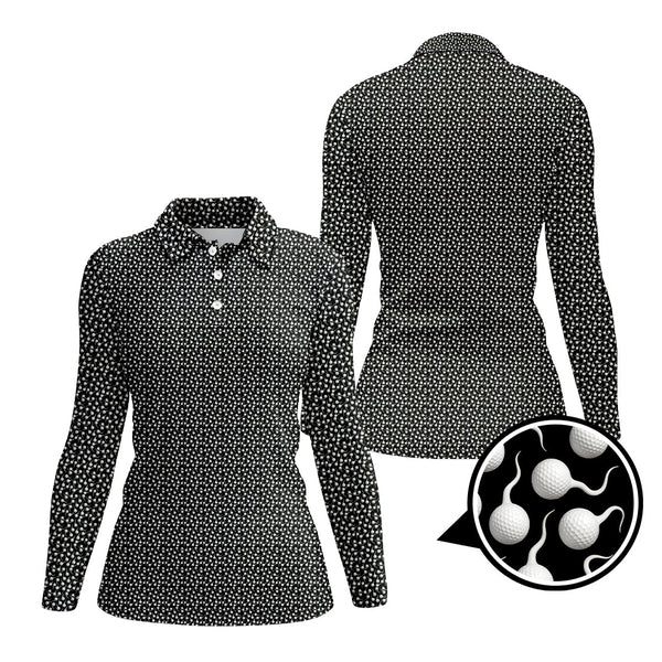 Maxcorners Funny Golf Shirt, Pattern Golf Balls Polos For Men, Crazy Golf Shirts For Golfers