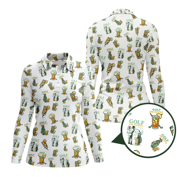 Maxcorners Funny Pattern Cocktail Golf Polos, Men Golf Shirt, Golf Gift For Golfers