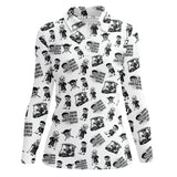 Maxcorners Funny Skull Golf Shirt For Men, Skeleton Golf Pattern Polos, Crazy Golf Shirts For Golfers