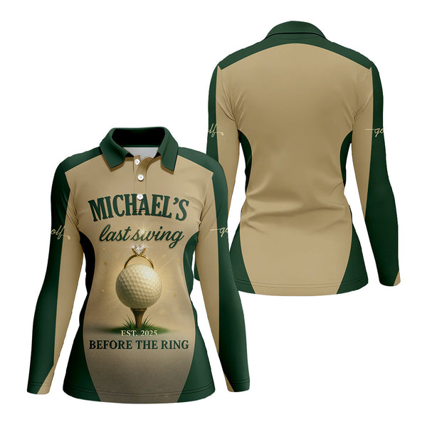 Maxcorners Custom Funny Golf Polos With Name And Year, Last Swing Before The Ring Shirts, Crazy Golf Shirt For Men's
