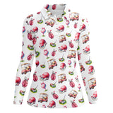 Maxcorners Pink Golf Pattern Polos, Women’s Golf Shirt, Golf Shirts For Ladies