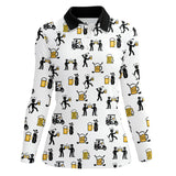 Maxcorners Beer Golf Shirt, Custom Golf Shirt With Funny Drinking & Golf Cart Pattern For Men